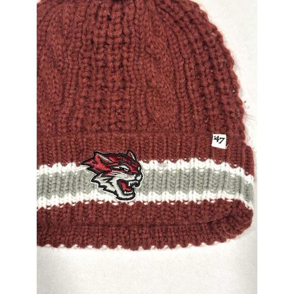 ‘47St. Joseph High School Football Red White and Grey Knit Beanie with Pom Pom - Picture 7 of 7